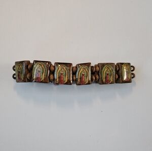 Wooden Catholic bracelet,  Virgin Mary bracelet, virgen de Guadalupe,  Christian